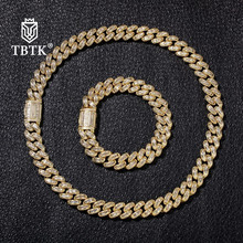 TBTK New 13mm Heavy Luxury Iced Out Miami Cuban Link Chain Gold Sqaure CZ Brass Necklace Men Charms Jewelry Trendy Punk 2024 - buy cheap