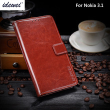 IDEWEI для Nokia 3,1, чехол, роскошный кожаный чехол для телефона Nokia 3,1, защитный флип-чехол, кошелек, чехол 5,2 дюйма 2024 - купить недорого