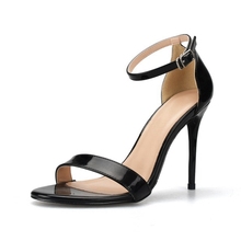 Sandália feminina gladiadora, sapato salto alto sensual dedo aberto com alça no tornozelo h0057 2024 - compre barato