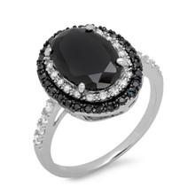 HUITAN Noble Cool Ring For Women Fashion Two-Tone Cubic Zircon Creative Black Stone Stylish Faddish Wedding Ring Band Hot 2024 - buy cheap