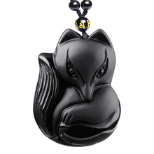 Collar de zorro de obsidiana negra de alta calidad, amuleto, colgante de la suerte, joyería fina 2024 - compra barato