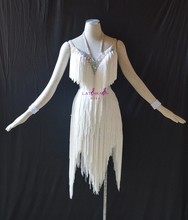 KAKA-L1507,Women Dance Wear,White Fringe Latin Dress,Salsa Dress Tango Samba Rumba Chacha Dress,Sexy Women Latin dress Fringe 2024 - buy cheap