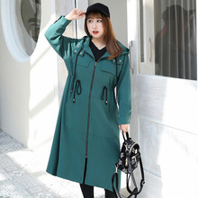 Moda 2019 x-long blusão plus size XL-4XL trench coat feminino primavera outono casual encapuçado com zíper outerwear g255 2024 - compre barato