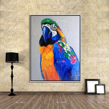 Abstract Hand painted parrot Oil Painting Modern Wall Art Abstract Animal Pictures Oil Painting On Canvas home Decor unframed 2024 - buy cheap