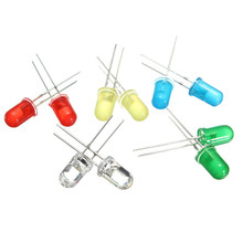 Diodo emissor de luz kit redondo, 5 cores 100x3mm led difusor branco amarelo vermelho azul verde sortido para iluminação diy