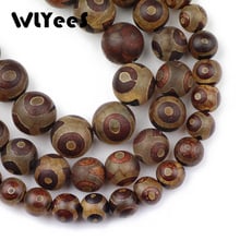 Wlyeus pedra natural tibetana dzi, esferas redondas com olhos dzi 8-12mm contas espaço solto para pulseira joias acessórios para confecção diy 2024 - compre barato