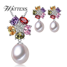 WATTENS Pearl Jewelry set, Natural freshwater pearls jewelry gifts for women, necklace pendant & earrings new,wedding event 2024 - buy cheap