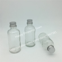 Botella de vidrio transparente con gotero reductor y tapa a prueba de manipulaciones, tapón de aluminio, 10 Uds., 50ml 2024 - compra barato
