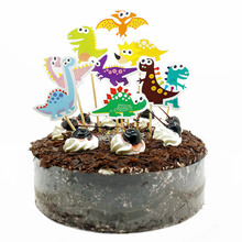 9 pçs dinossauros cupcake topper animais feliz aniversário bolo topper para chuveiro de bebê crianças aniversário dinossauros festa decorações do bolo 2024 - compre barato