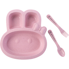 Baby Bowl+Spoon Fork Feeding Food Tableware Cartoon Rabbit Kids Dishes Baby Eating Dinnerware Set Anti-hot Training Bowl Spoon 2024 - buy cheap