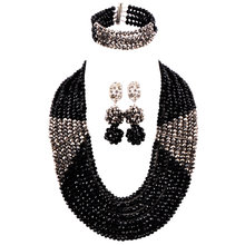 Black and Silver Nigerian Wedding African Beads Jewelry Set Crystal Strands Statement Necklace Sets for Women 8LBJZ04 2024 - buy cheap