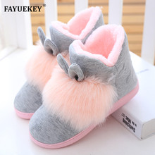 FAYUEKEY Autumn Winter Home Rabbit Ears Soft Cotton Plush Ankle Boots For Women Girls Plush Flat Shoes Gift 2024 - buy cheap