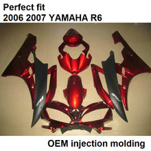 Moldado por injeção kit corpo carenagem para yamaha yzf r6 2006 2007 vinho vermelho fosco preto conjunto carenagens da motocicleta yzfr6 06 07 bn12 2024 - compre barato