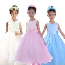 Apuramento! Vestidos de meninas de flor crianças sem mangas tule vestido longo com faixa de flor formal meninas vestido de princesa roupas dos miúdos 2024 - compre barato