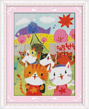 After school cats cross stitch kit cartoon 14ct 11ct count print canvas stitching embroidery DIY handmade needlework 2024 - buy cheap