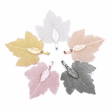 LOULEUR 2pcs Copper Maple Leaf Tree Charms Pendants connectors Pink/Gold/Gun Black/Silver Color for Jewelry Making Findings 2024 - buy cheap