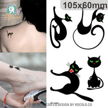 Tatuagem temporária feminina à prova d'água, tatuagem fofa com design de gato preto 3d rc2250 2024 - compre barato