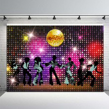 Vintage 80s 90s Disco Night Party Backdrop Neon Boogie Dancers Shiny Birthday Backdrop Decorations Photo background Props 2024 - buy cheap