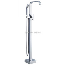 Free shipping Luxury Floor Stand freestanding clawfoot Bathtub Faucet with Brass Hand Shower 51002-980 2024 - buy cheap