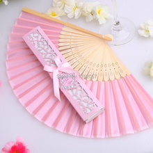 Luxurious Silk Hand Fan Elegant Gift Box Wedding Bridal Shower Wedding Favor Gift 10pcs/lot 2024 - buy cheap