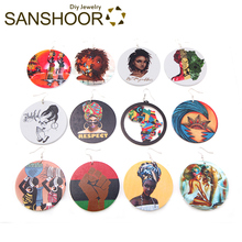 SANSHOOR, 10 pares seleccionados, pendientes africanos de madera para mujer, 6cm de gran diámetro, joyería afroscentric bohemios étnicos para negros 2024 - compra barato