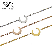 YUKAM Jewelry Silver Color Gold Crescent Moon Bracelet Bangle for Women Adjustable Stainless Steel Double Horn Bracelet BFF Gift 2024 - buy cheap