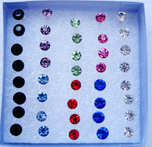 Wholesale 20Pairs /pack Fashion Multicolor Round Rhinestone Crystal Plastic Stud Earrings Women Girls Allergy Free Jewelry 2024 - buy cheap