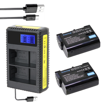 2 unids/lote EN-EL15 es EL15 EL15A baterías + LCD doble USB cargador para Nikon D600 D610 D600E D800 D800E D810 d7000 D7100 d750 V1 2024 - compra barato