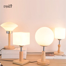 nordic wood base glass shade table lamp Minimalism home deco modern bedroom lamp living room study reading lighting table light 2024 - buy cheap