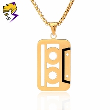 Vintage Pendant Necklaces for Men Gold Color Stainless Steel Long Chains Cool Magnetic Tape Necklaces Hiphop Music Band Jewelry 2024 - buy cheap