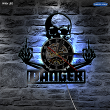 Middle Finger Skull LED Lighting Wall Clock Demon Gothic Punk Skull Color Changing Wall Light Vinyl Remote Controller 2024 - buy cheap