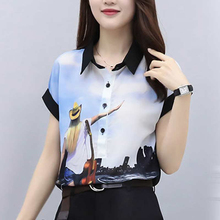 Women Spring Summer Style Casual Short Sleeve Blouses Shirts Lady Casual Short Sleeve Ink painting Printed Blusas Tops DF2741 2024 - buy cheap