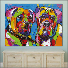 Большой размер Печать 00-3 животных двух собак цветная Настенная картина домашний декор гостиная современный холст печать картины без рамки 2024 - купить недорого