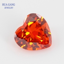 5A Orange Heart Shape Cubic Zirconia Brilliant Cut Loose CZ Stone Synthetic Gems Beads For Jewelry 2x2-16x16mm Free Shipping 2024 - buy cheap