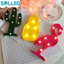 SOLLED 3D LED Flamingo Lamp Pineapple Cactus Nightlight Romantic Night Light Table Lamp For Christmas Decorations Home Decor 2024 - buy cheap