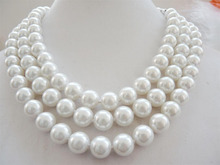 Free shipping >>>>>10mm AAA white South Sea peal shell beads necklace 48" LL001 2024 - buy cheap