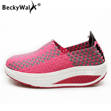 BeckyWalk/Женская плетеная обувь; летние женские кроссовки на платформе; женская прогулочная обувь; весенние женские тканые туфли без каблуков ручной работы; WSH2903 2024 - купить недорого