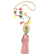 Handmade weaved pendant Necklace Boho colorful shell beaded chain unique Bohemia long fringe tassel Necklaces for women summer 2024 - buy cheap