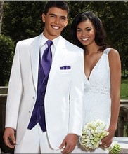 Brand New Groom Tuxedo White Groomsmen Notch Lapel Wedding/Dinner Suits Best Man Bridegroom (Jacket+Pants+Tie+Vest) B188 2024 - buy cheap