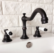 Bathroom Basin Faucet Oil Rubbed Bronze Bathroom Basin Mixer Tap Sink Faucet Double Handles 3 Hole Bathroom Basin Faucet Nhg065 2024 - buy cheap