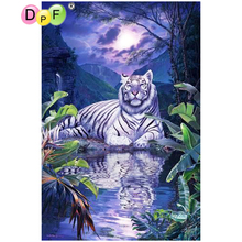 DPF DIY 5D diamond embroidery crafts tiger moon diamond painting cross stitch needlework diamond mosaic square home decor gift 2024 - buy cheap