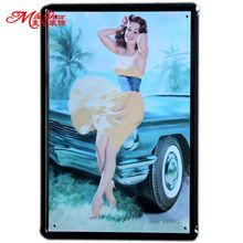 [ Mike86 ] Yellow Dress Lady Car Metal Plaque Wall Decor Painting ART vintage Home Pub Tin Signs A-581 Mix Items 20*30 CM 2024 - buy cheap