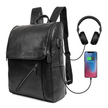 Nesitu, высокое качество, черный, натуральная кожа, 14 дюймов, для ноутбука, мужские рюкзаки с USB интерфейсом, настоящая кожа, мужские дорожные сумки, M7344-2 2024 - купить недорого