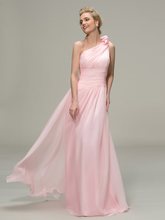 vestidos de festa Simple One Shoulder Bridesmaid Dress 2020 Wedding Guest Pink Long Bridesmaid Dress for Prom Party Gowns 2024 - buy cheap