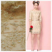 Embroidery Gold Car Bone Lace Fabric Upscale Garment Dress Wedding Accessories Lace Cloth 120CM Wide 2024 - buy cheap