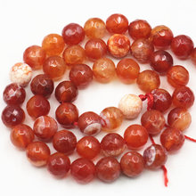 Wholesale 2PCS Red Fire Agates Natural Stone Onyx 6 8mm Faceted Round Carnelian Loose Beads Beads for Jewelry Making 15inch A362 2024 - buy cheap