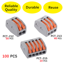 (100 uds) PCT-212 213 215 50 Uds. 2P + 40 Uds. 3P + 10 Uds. 5P conector de cable compacto Universal bloque de conectores 2024 - compra barato
