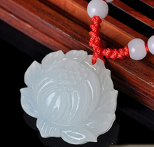Beautiful Genuine Handmade Natural White Stone Carved Lotus Flower Pendant Necklace Fashion Carving Pendants Jewelry 2024 - buy cheap