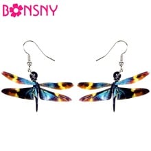 Bonsny Acrylic Anime Floral Dragonfly Insect Earrings Big Long Dangle Drop Fashion Jewelry For Women Girls Teens Animal Charms 2024 - buy cheap