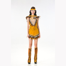 Free Shipping Sexy Women's Fringed Native Indians Princess of Savage Forests Hunter Costume Set Cosplay For Halloween Party M XL 2024 - buy cheap